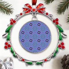 Floral-seamless-pattern Metal X mas Wreath Ribbon Ornament