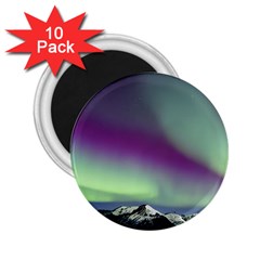 Aurora Stars Sky Mountains Snow Aurora Borealis 2 25  Magnets (10 Pack)  by uniart180623