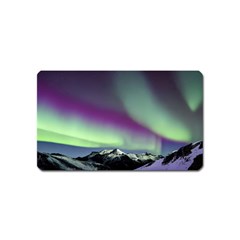 Aurora Stars Sky Mountains Snow Aurora Borealis Magnet (name Card) by uniart180623