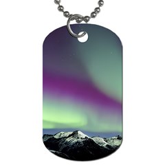 Aurora Stars Sky Mountains Snow Aurora Borealis Dog Tag (one Side) by uniart180623