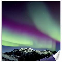 Aurora Stars Sky Mountains Snow Aurora Borealis Canvas 12  X 12  by uniart180623