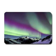 Aurora Stars Sky Mountains Snow Aurora Borealis Small Doormat by uniart180623