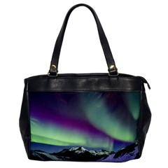 Aurora Stars Sky Mountains Snow Aurora Borealis Oversize Office Handbag by uniart180623