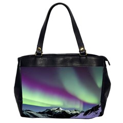 Aurora Stars Sky Mountains Snow Aurora Borealis Oversize Office Handbag (2 Sides) by uniart180623