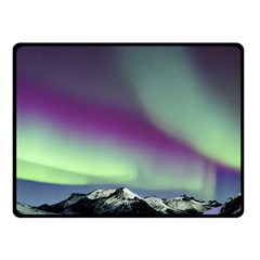 Aurora Stars Sky Mountains Snow Aurora Borealis Fleece Blanket (small) by uniart180623