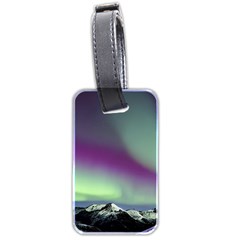 Aurora Stars Sky Mountains Snow Aurora Borealis Luggage Tag (two Sides) by uniart180623