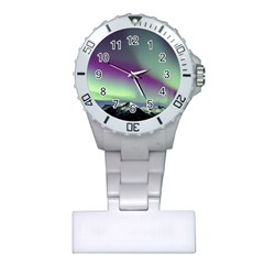 Aurora Stars Sky Mountains Snow Aurora Borealis Plastic Nurses Watch by uniart180623