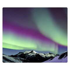 Aurora Stars Sky Mountains Snow Aurora Borealis Two Sides Premium Plush Fleece Blanket (small) by uniart180623