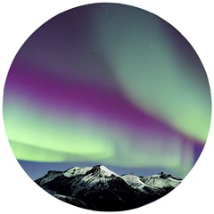 Aurora Stars Sky Mountains Snow Aurora Borealis Wooden Puzzle Round by uniart180623