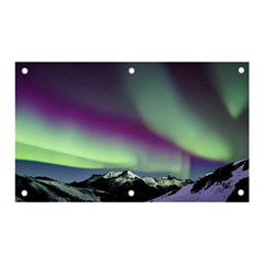 Aurora Stars Sky Mountains Snow Aurora Borealis Banner And Sign 5  X 3  by uniart180623