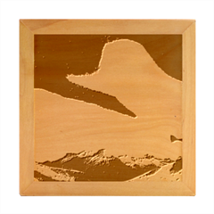 Aurora Stars Sky Mountains Snow Aurora Borealis Wood Photo Frame Cube by uniart180623