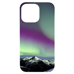 Aurora Stars Sky Mountains Snow Aurora Borealis Iphone 14 Pro Max Black Uv Print Case by uniart180623