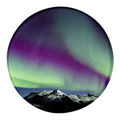 Aurora Stars Sky Mountains Snow Aurora Borealis Round Glass Fridge Magnet (4 Pack) by uniart180623