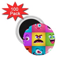 Monsters-emotions-scary-faces-masks-with-mouth-eyes-aliens-monsters-emoticon-set 1 75  Magnets (100 Pack)  by uniart180623