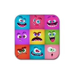 Monsters-emotions-scary-faces-masks-with-mouth-eyes-aliens-monsters-emoticon-set Rubber Coaster (square) by uniart180623