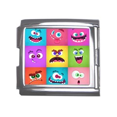 Monsters-emotions-scary-faces-masks-with-mouth-eyes-aliens-monsters-emoticon-set Mega Link Italian Charm (18mm) by uniart180623