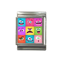 Monsters-emotions-scary-faces-masks-with-mouth-eyes-aliens-monsters-emoticon-set Italian Charm (13mm) by uniart180623