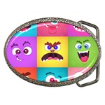 Monsters-emotions-scary-faces-masks-with-mouth-eyes-aliens-monsters-emoticon-set Belt Buckles Front