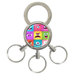 Monsters-emotions-scary-faces-masks-with-mouth-eyes-aliens-monsters-emoticon-set 3-ring Key Chain by uniart180623