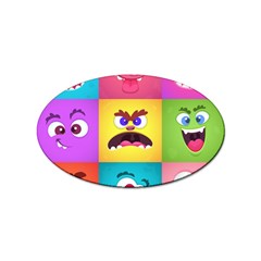 Monsters-emotions-scary-faces-masks-with-mouth-eyes-aliens-monsters-emoticon-set Sticker Oval (10 Pack) by uniart180623