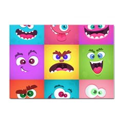 Monsters-emotions-scary-faces-masks-with-mouth-eyes-aliens-monsters-emoticon-set Sticker A4 (100 Pack) by uniart180623