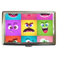 Monsters-emotions-scary-faces-masks-with-mouth-eyes-aliens-monsters-emoticon-set Cigarette Money Case by uniart180623