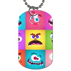 Monsters-emotions-scary-faces-masks-with-mouth-eyes-aliens-monsters-emoticon-set Dog Tag (two Sides) by uniart180623