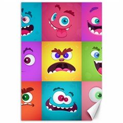 Monsters-emotions-scary-faces-masks-with-mouth-eyes-aliens-monsters-emoticon-set Canvas 12  X 18  by uniart180623