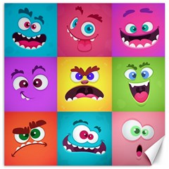 Monsters-emotions-scary-faces-masks-with-mouth-eyes-aliens-monsters-emoticon-set Canvas 16  X 16  by uniart180623