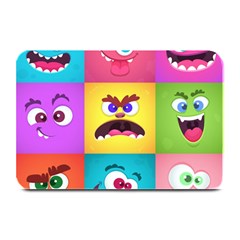 Monsters-emotions-scary-faces-masks-with-mouth-eyes-aliens-monsters-emoticon-set Plate Mats by uniart180623