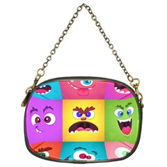 Monsters-emotions-scary-faces-masks-with-mouth-eyes-aliens-monsters-emoticon-set Chain Purse (one Side) by uniart180623