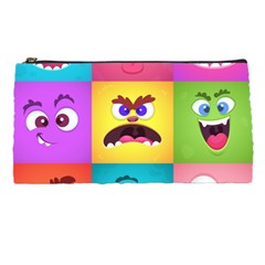 Monsters-emotions-scary-faces-masks-with-mouth-eyes-aliens-monsters-emoticon-set Pencil Case by uniart180623