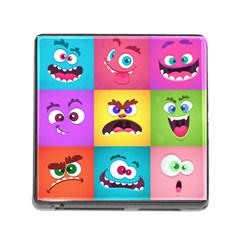 Monsters-emotions-scary-faces-masks-with-mouth-eyes-aliens-monsters-emoticon-set Memory Card Reader (square 5 Slot) by uniart180623