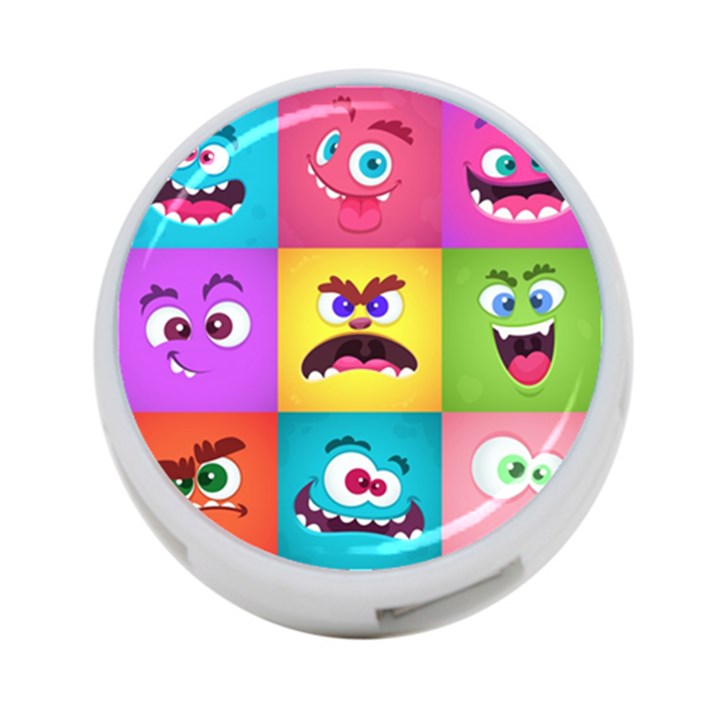 Monsters-emotions-scary-faces-masks-with-mouth-eyes-aliens-monsters-emoticon-set 4-Port USB Hub (Two Sides)