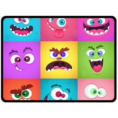 Monsters-emotions-scary-faces-masks-with-mouth-eyes-aliens-monsters-emoticon-set Fleece Blanket (large) by uniart180623