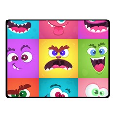 Monsters-emotions-scary-faces-masks-with-mouth-eyes-aliens-monsters-emoticon-set Fleece Blanket (small) by uniart180623