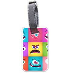 Monsters-emotions-scary-faces-masks-with-mouth-eyes-aliens-monsters-emoticon-set Luggage Tag (one Side) by uniart180623