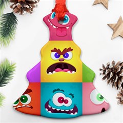 Monsters-emotions-scary-faces-masks-with-mouth-eyes-aliens-monsters-emoticon-set Ornament (christmas Tree)  by uniart180623