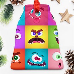 Monsters-emotions-scary-faces-masks-with-mouth-eyes-aliens-monsters-emoticon-set Ornament (bell) by uniart180623