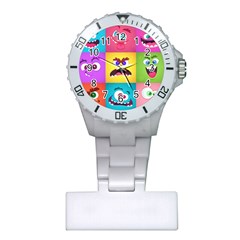 Monsters-emotions-scary-faces-masks-with-mouth-eyes-aliens-monsters-emoticon-set Plastic Nurses Watch by uniart180623