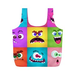 Monsters-emotions-scary-faces-masks-with-mouth-eyes-aliens-monsters-emoticon-set Full Print Recycle Bag (m) by uniart180623