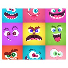 Monsters-emotions-scary-faces-masks-with-mouth-eyes-aliens-monsters-emoticon-set Two Sides Premium Plush Fleece Blanket (medium) by uniart180623