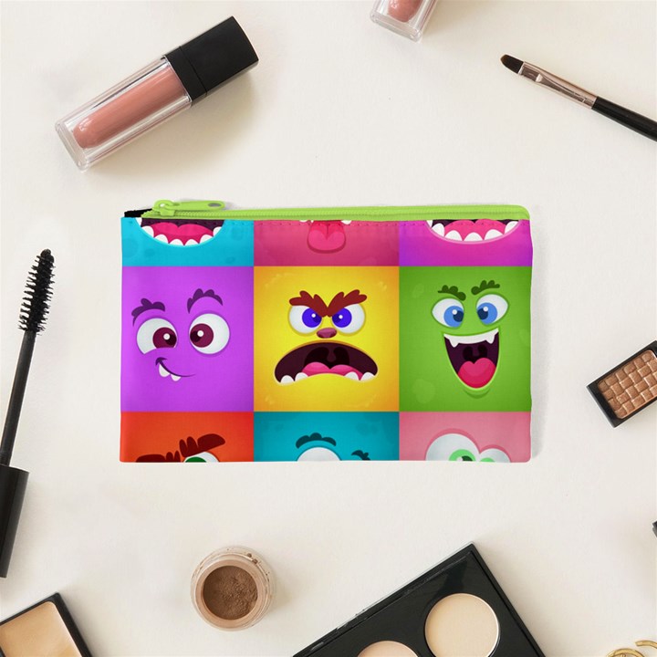 Monsters-emotions-scary-faces-masks-with-mouth-eyes-aliens-monsters-emoticon-set Cosmetic Bag (XS)