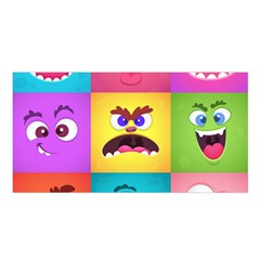 Monsters-emotions-scary-faces-masks-with-mouth-eyes-aliens-monsters-emoticon-set Satin Shawl 45  X 80  by uniart180623