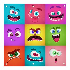 Monsters-emotions-scary-faces-masks-with-mouth-eyes-aliens-monsters-emoticon-set Banner And Sign 3  X 3  by uniart180623