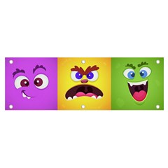 Monsters-emotions-scary-faces-masks-with-mouth-eyes-aliens-monsters-emoticon-set Banner And Sign 6  X 2  by uniart180623