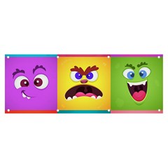 Monsters-emotions-scary-faces-masks-with-mouth-eyes-aliens-monsters-emoticon-set Banner And Sign 8  X 3  by uniart180623