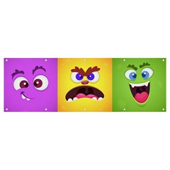 Monsters-emotions-scary-faces-masks-with-mouth-eyes-aliens-monsters-emoticon-set Banner And Sign 12  X 4  by uniart180623