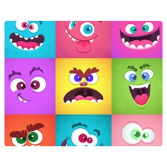 Monsters-emotions-scary-faces-masks-with-mouth-eyes-aliens-monsters-emoticon-set Premium Plush Fleece Blanket (medium) by uniart180623