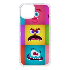 Monsters-emotions-scary-faces-masks-with-mouth-eyes-aliens-monsters-emoticon-set Iphone 14 Tpu Uv Print Case by uniart180623